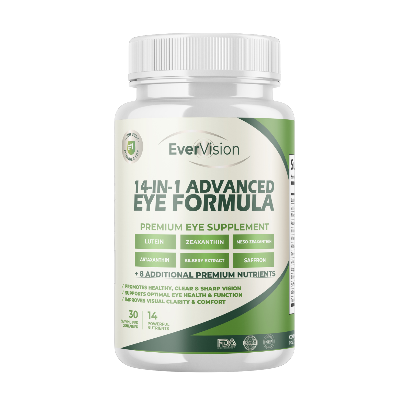 EverVision 14-in-1 Advanced Eye Formula - Complete Vision Support with Lutein, Zeaxanthin, and Meso-Zeaxanthin